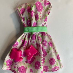 Barbie Fashion Vintage Doll Clothes Floral Pink Dress Heels Purple Label
